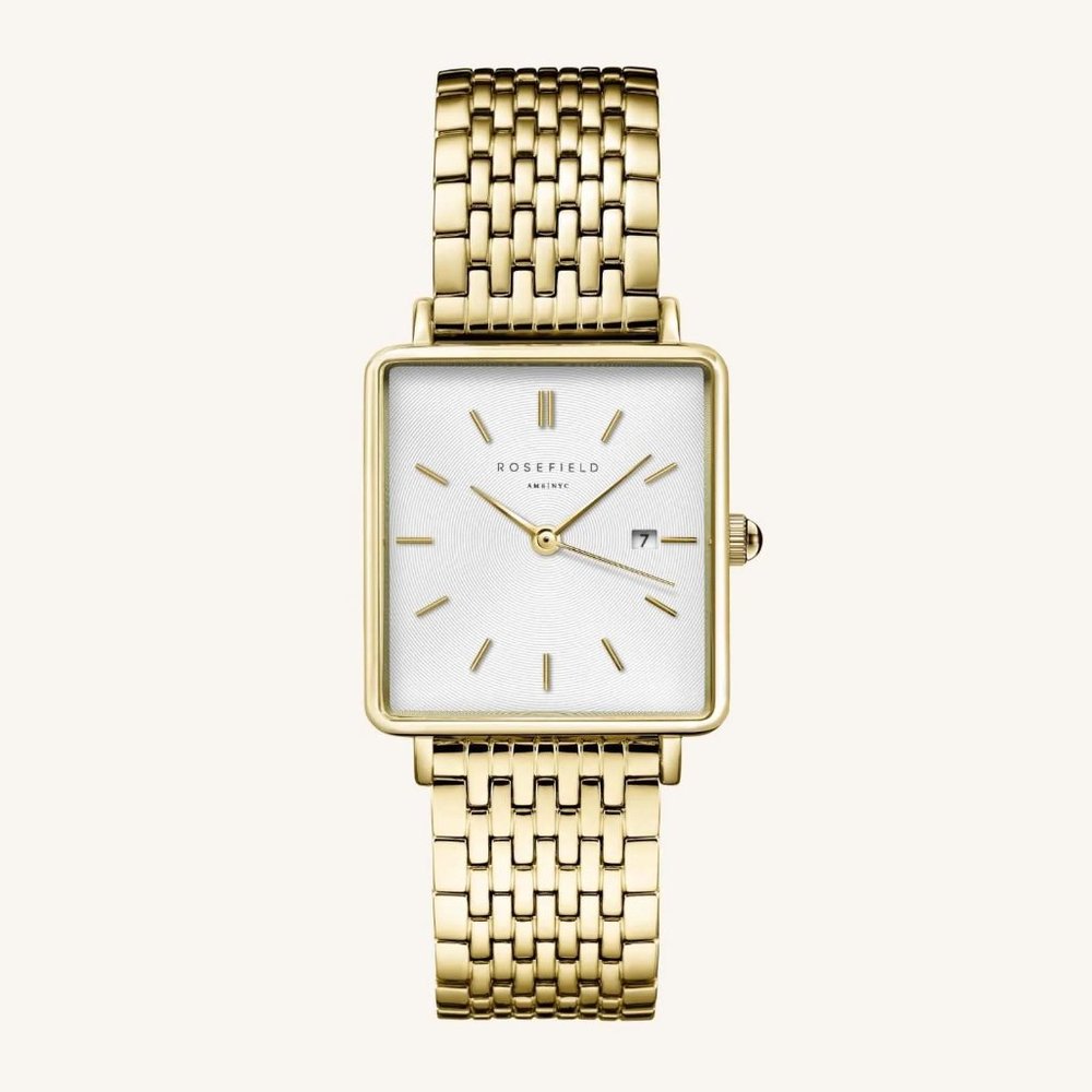 Rosefield - Boxy Gold Watch + Mesh Gold Strap